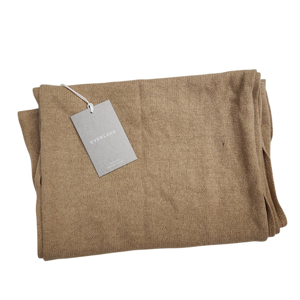 Everlane Re-Cashmere Scarf Camel Recycled Cashmere Wool Oversized NWT Flaw